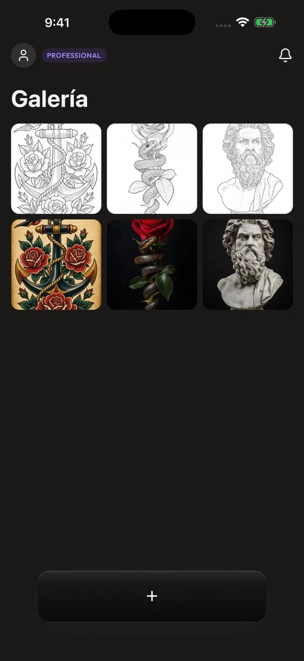 Galería de Line Ripper en iOS con diseños y stencils guardados
